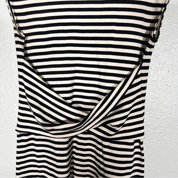 THEORY Clinton Stripe Sleeveless Twist-Front Dress Pima Cotton Size Small Petite - Picture 6 of 16